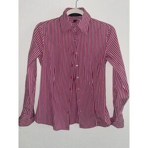 Express Women’s Ultimate Essential Red/White Striped Button Shirt Sz 2